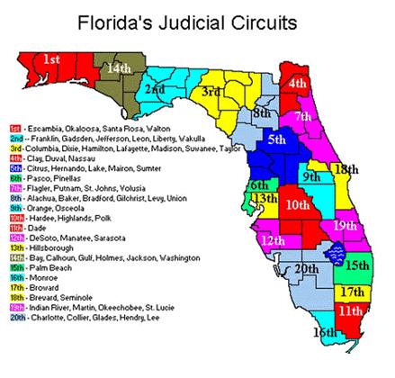 Map of Florida's Judicial Circuits