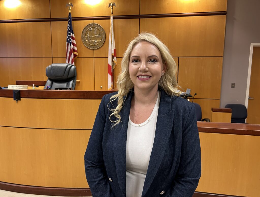Photo of Assistant State Attorney Christine Babb in a courtroom in Viera. 